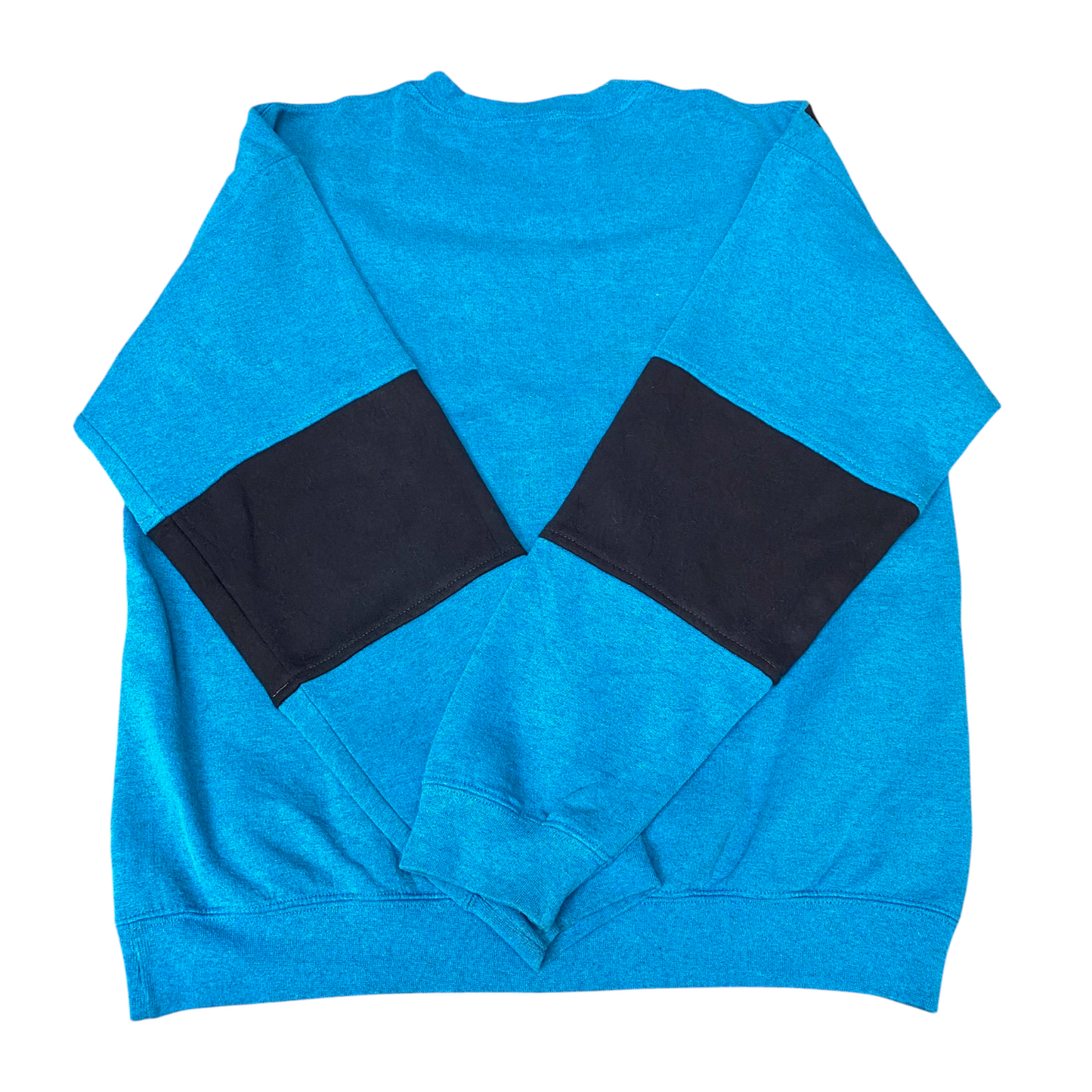 Nike Reworked Sweatshirt Mens L Black Blue Embroidered Spellout Logo Vintage Y2K