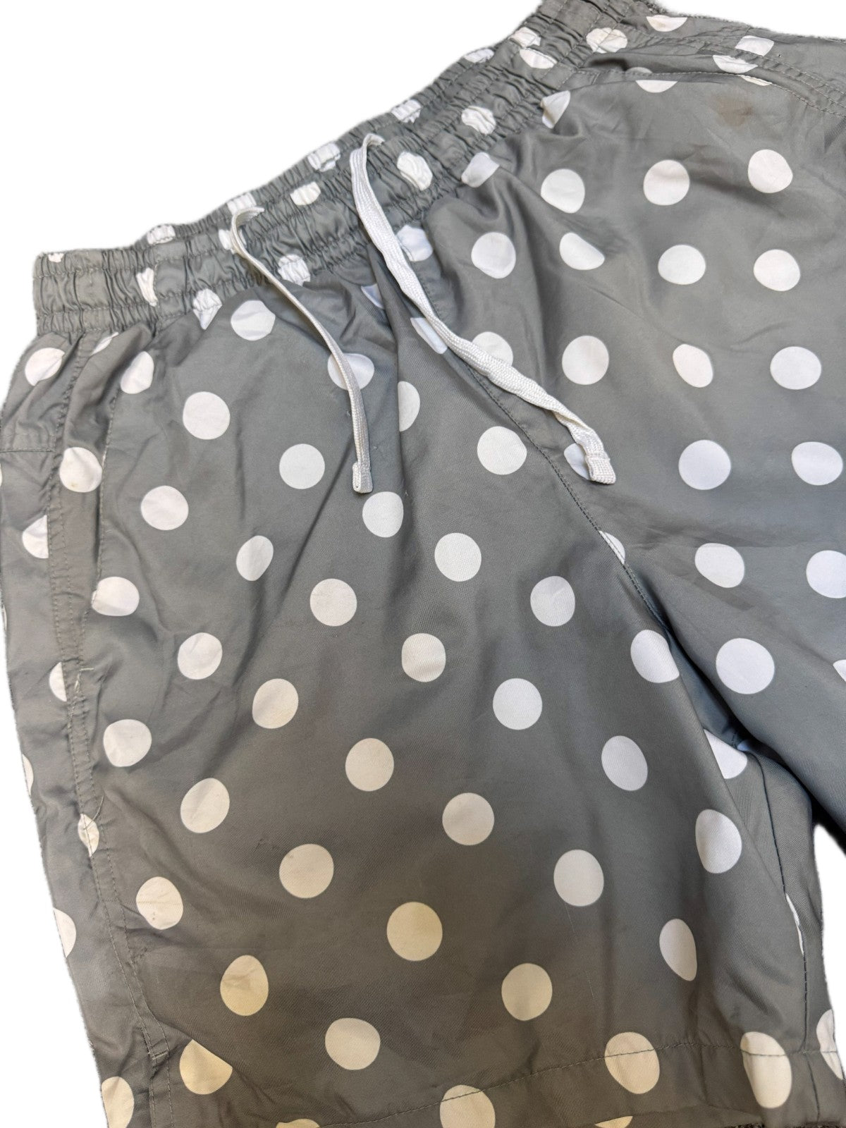 Nike Just Do It Swim Shorts Fits as Mens XS 27" Waist Grey White Polka Dot Lined