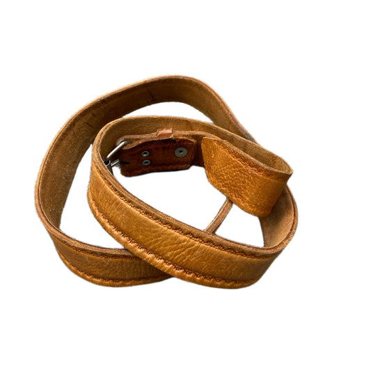 Vintage Waist Belt Mens Brown Leather Adjustable Silver Roller Buckle 49 Inches