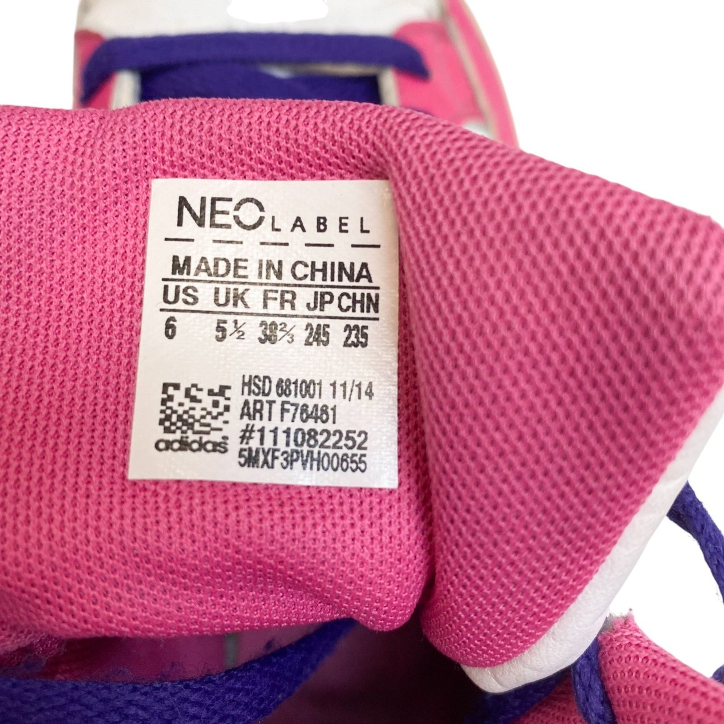 Adidas Hoops Mid 2.0 Athletic Sneakers Juniors 5.5 Pink Purple Leather Lace Up