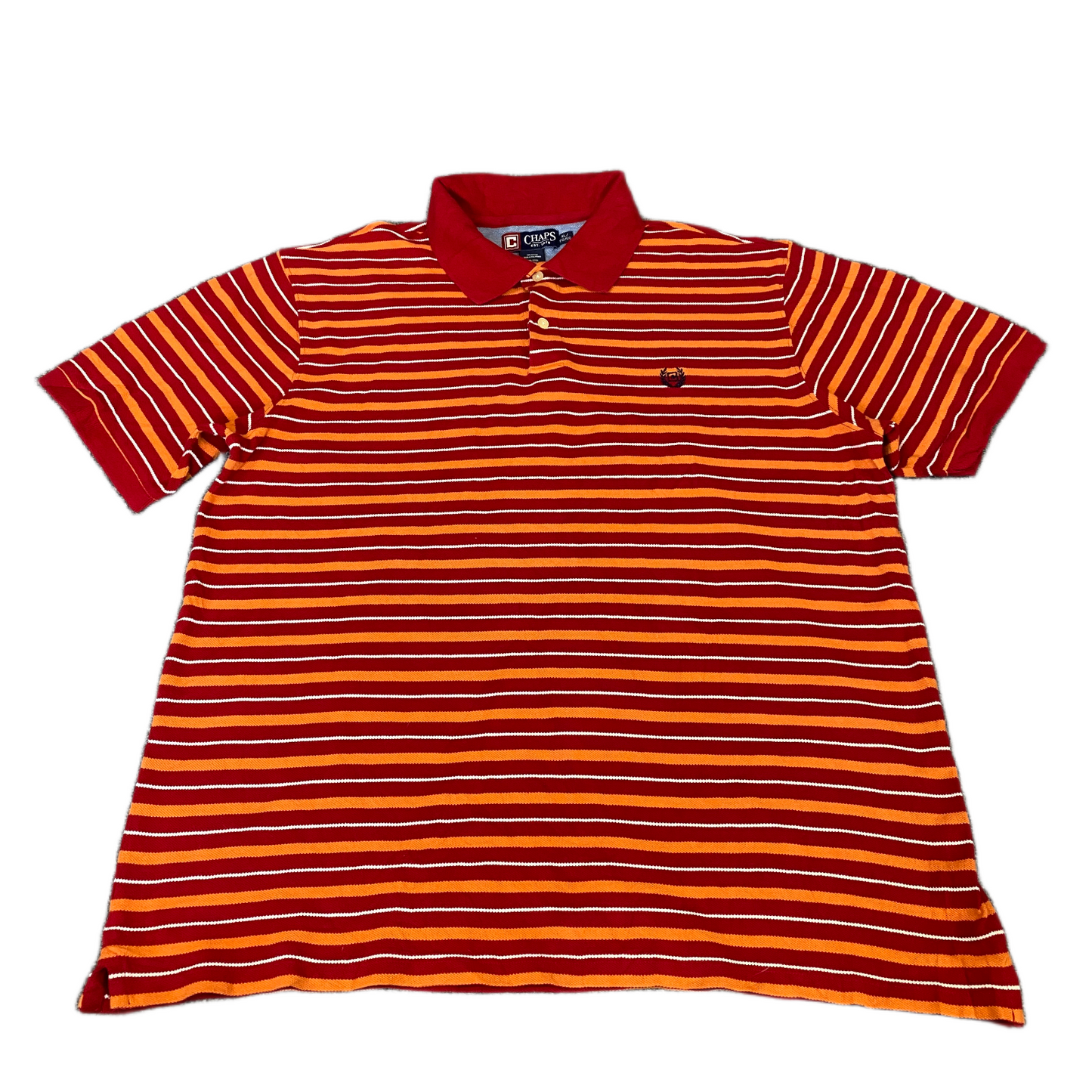 Chaps Polo Shirt Mens XL Multicolor Striped Golf Performance Side Slit Popover