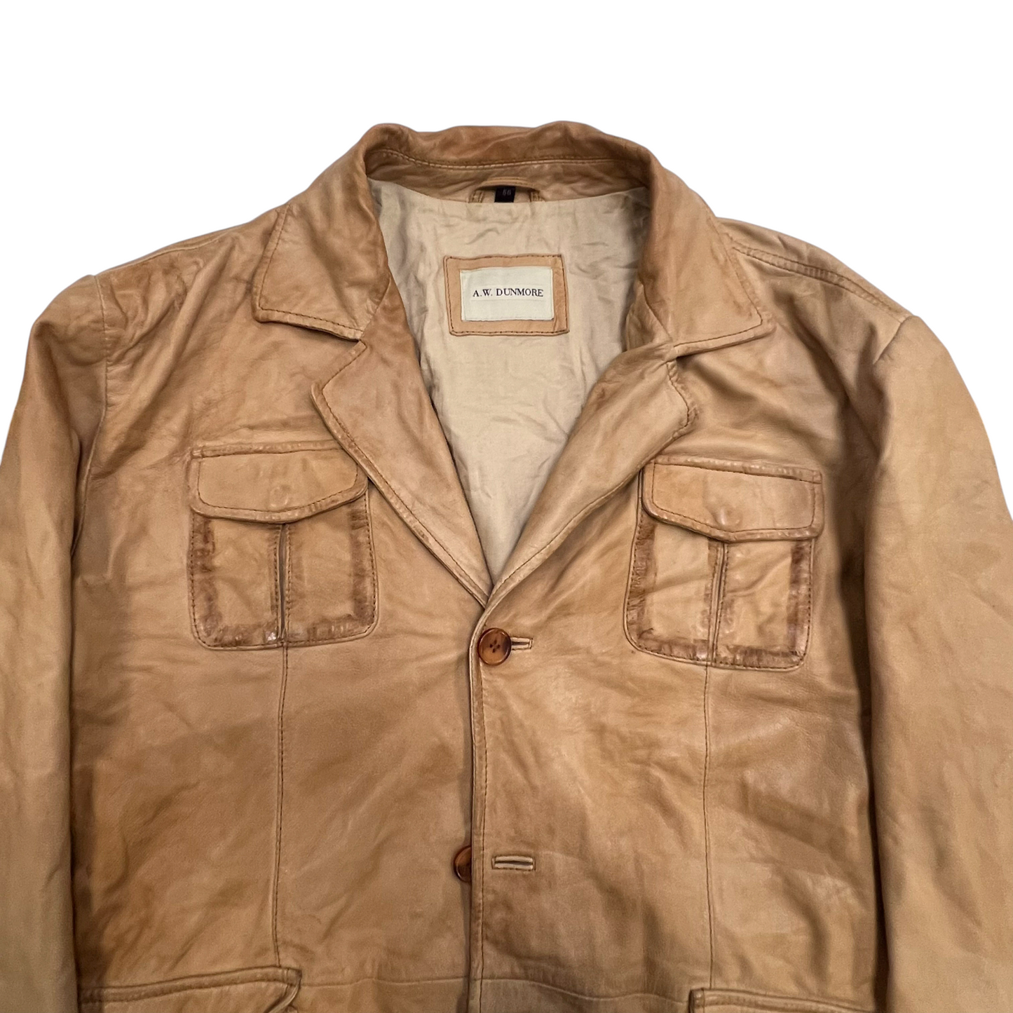 A.W.DUNMORE Faux Leather Jacket Mens Medium Brown Notch Lapel Single Breasted