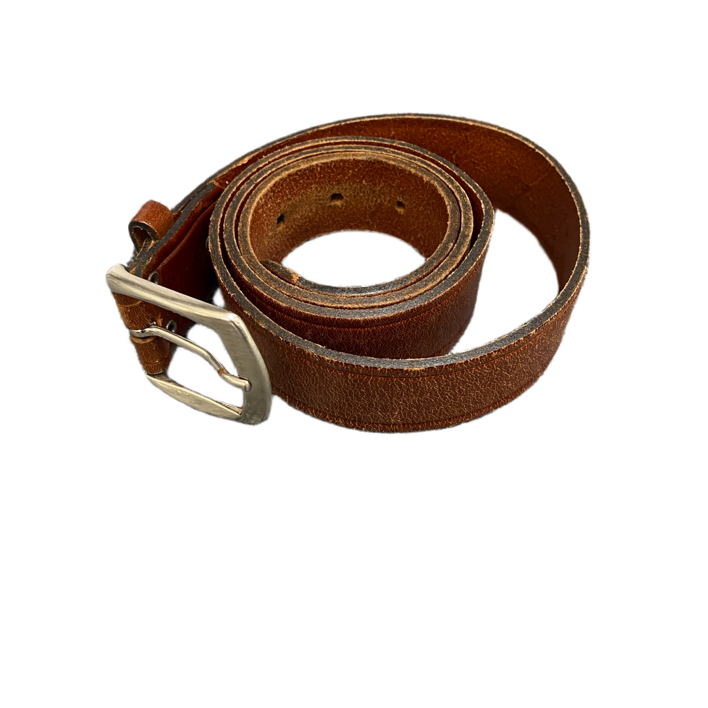 Dress Belt Mens Brown Leather Adjustable Classic Silver Pin Buckle 39.5 inches