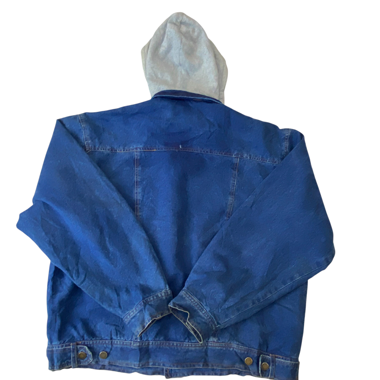 In Crowd Trucker Jacket Mens Large Blue Denim Stone Wash Hooded Button Front