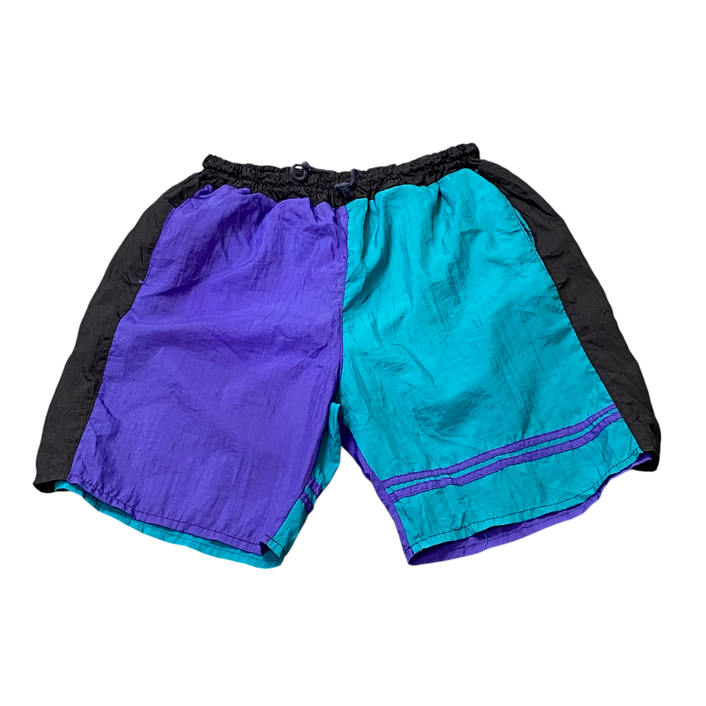 Mens Swim Shorts 27W Green Colorblock Mid Rise Comfort Stretch Elastic Waist