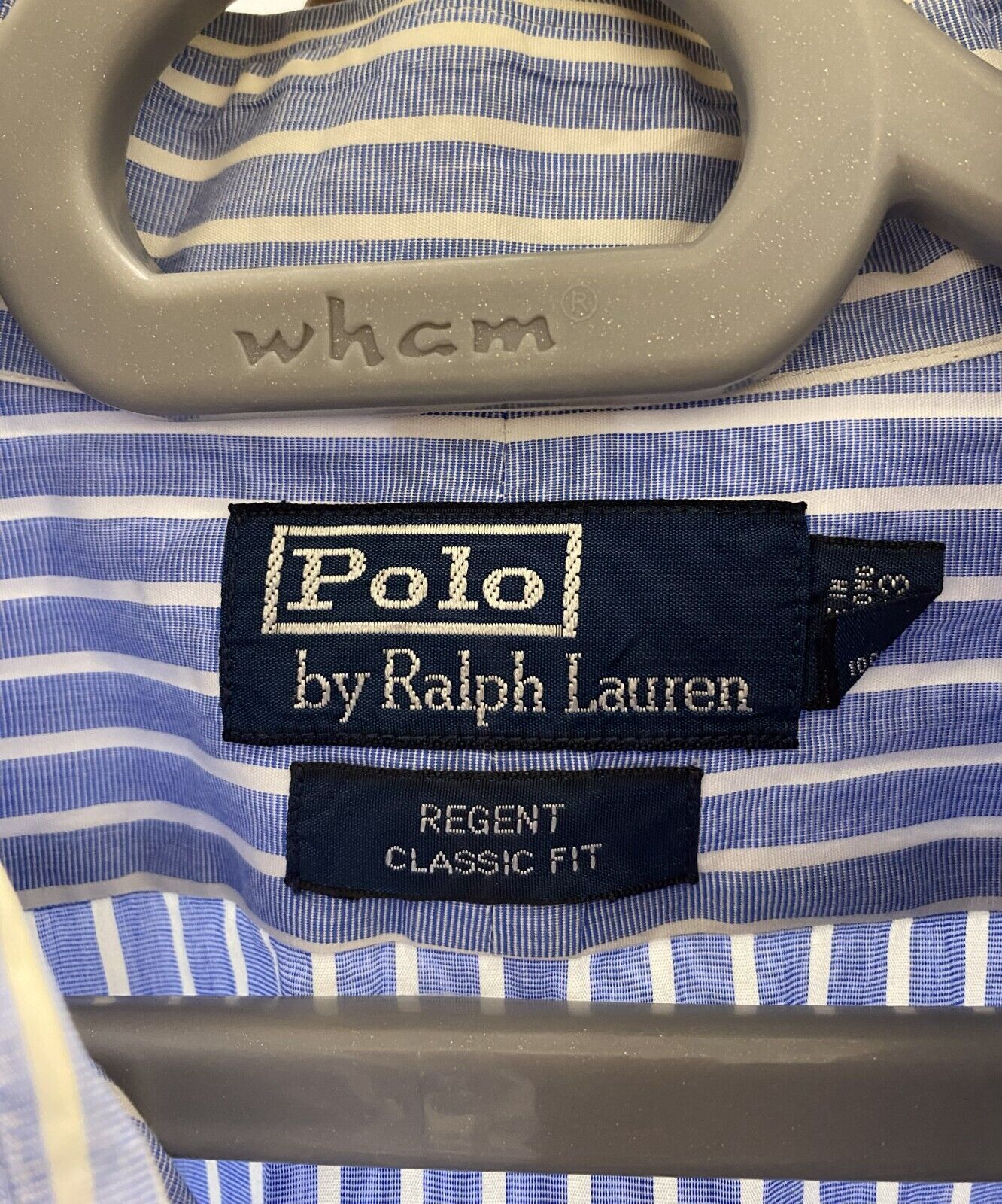 Ralph Lauren Shirt Mens Large Blue Striped Classic Fit Small Blue Polo Pony Logo