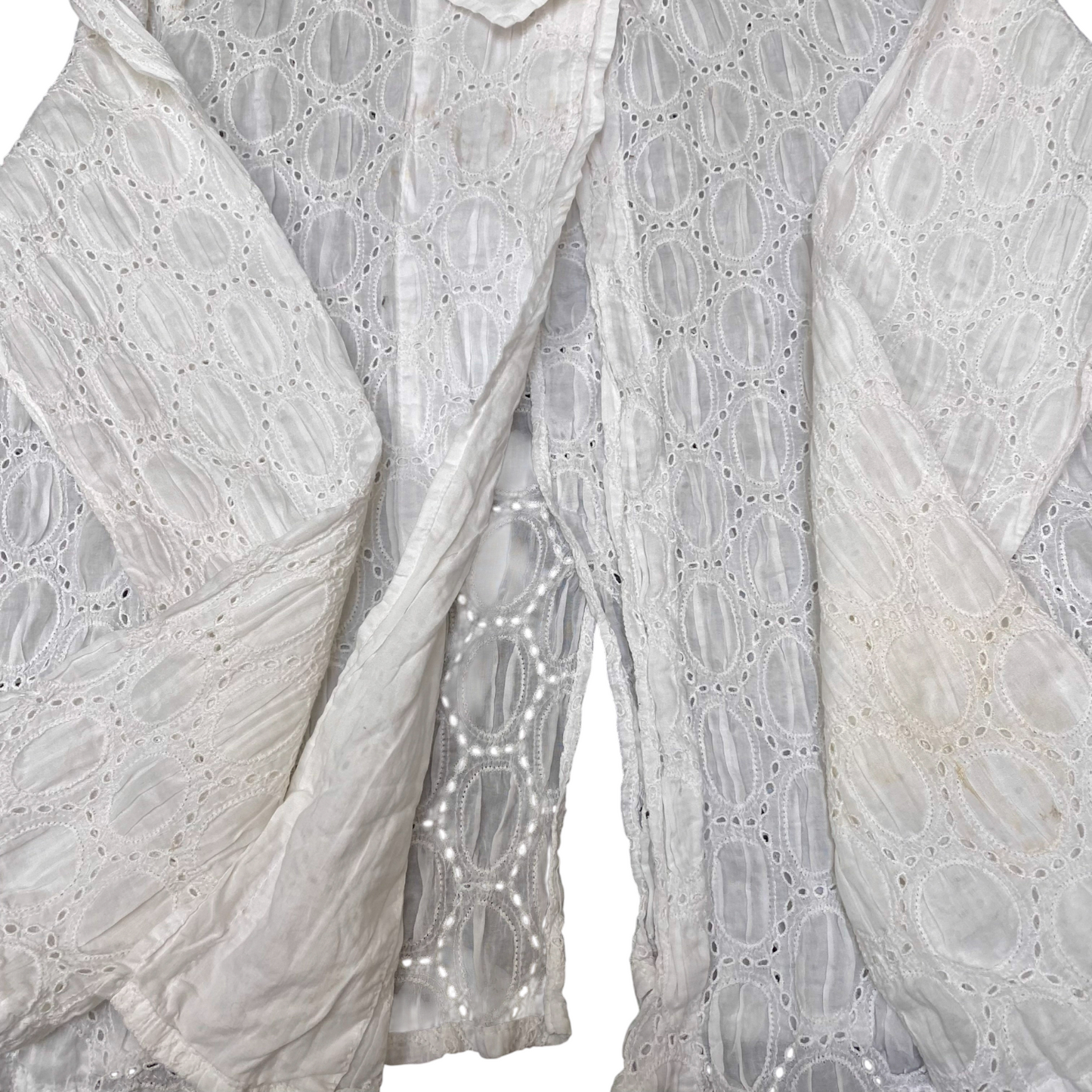 Blouse Top Womens M White Embroidered Eyelet Casual Long Sleeve Collared Outdoor