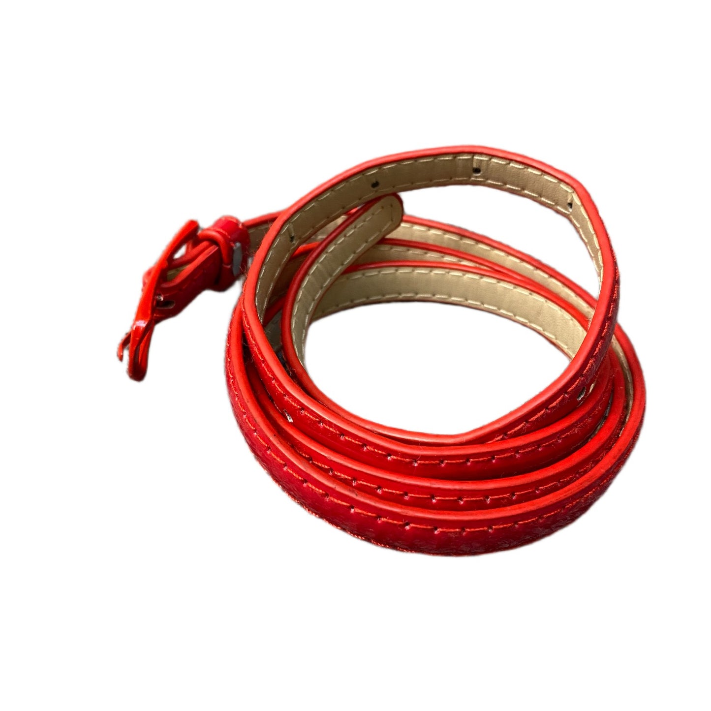Waist Belt Womens Red Patent Leather Adjustable Silver Pin Buckle 40.5 Inches