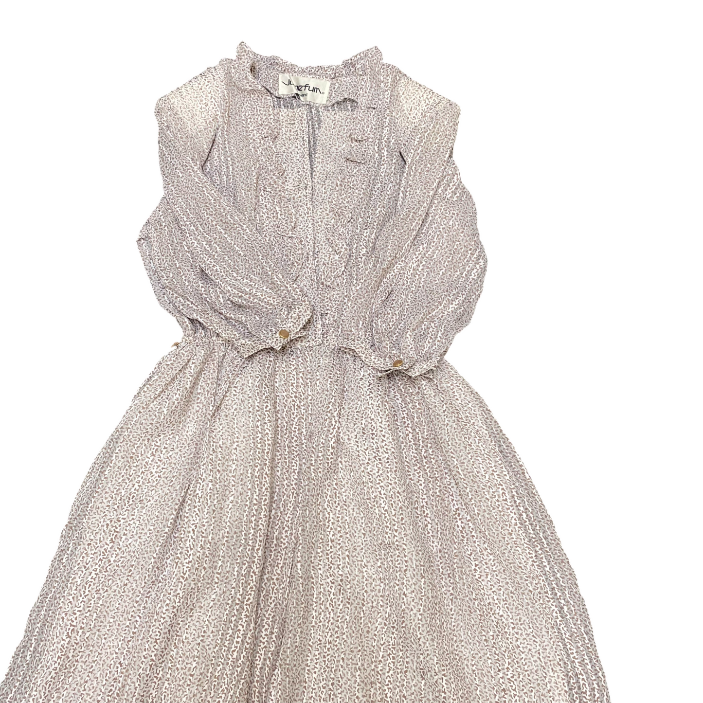 Vunefum Dress Womens S White Brown Geometric Pleated V Neck Pullover Outdoor