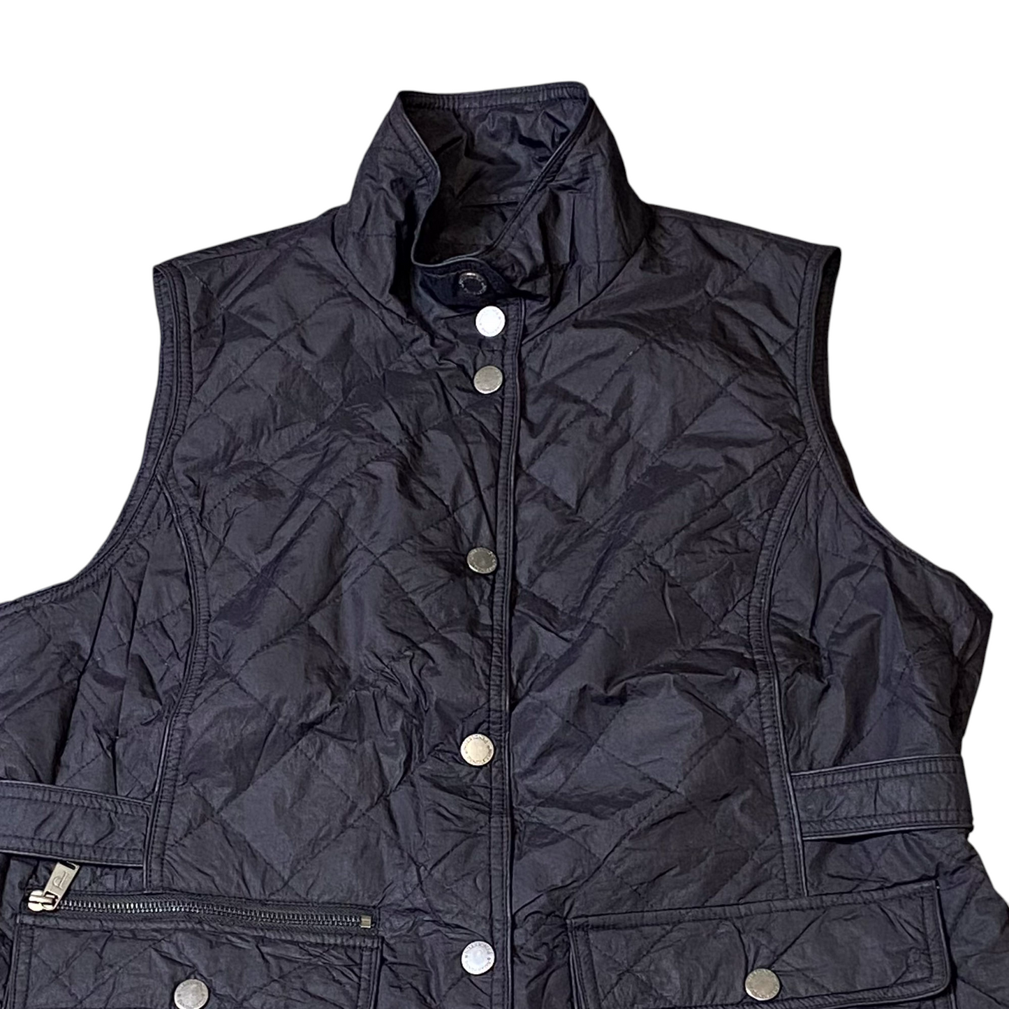 Pendleton Quilted Vest Womens Large Black Sleeveless Lightweight Snap Front