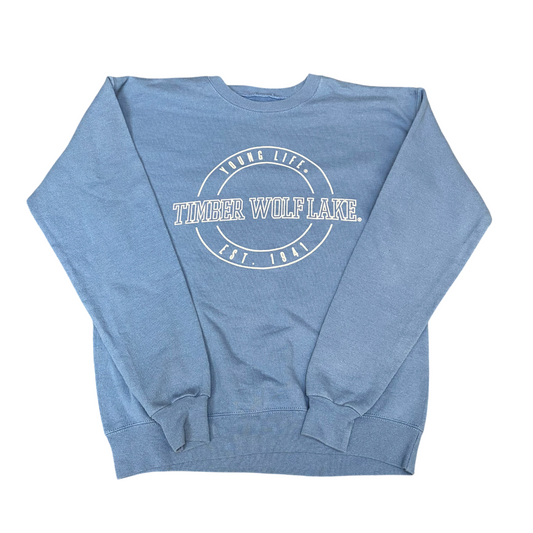 Hanes Sweatshirt Mens Small Blue Timber Wolf Lake Eco Smart Crew Neck Pullover