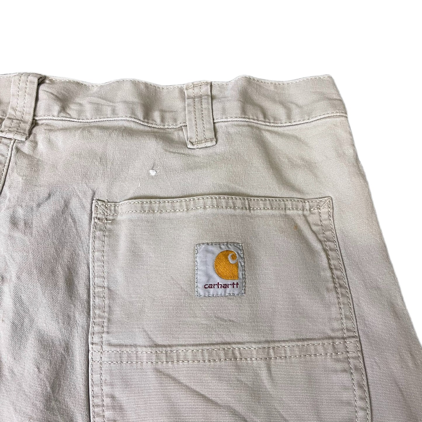Carhartt Canvas Cargo Work Shorts Fits as Mens XL 36" Waist Beige Relaxed Fit