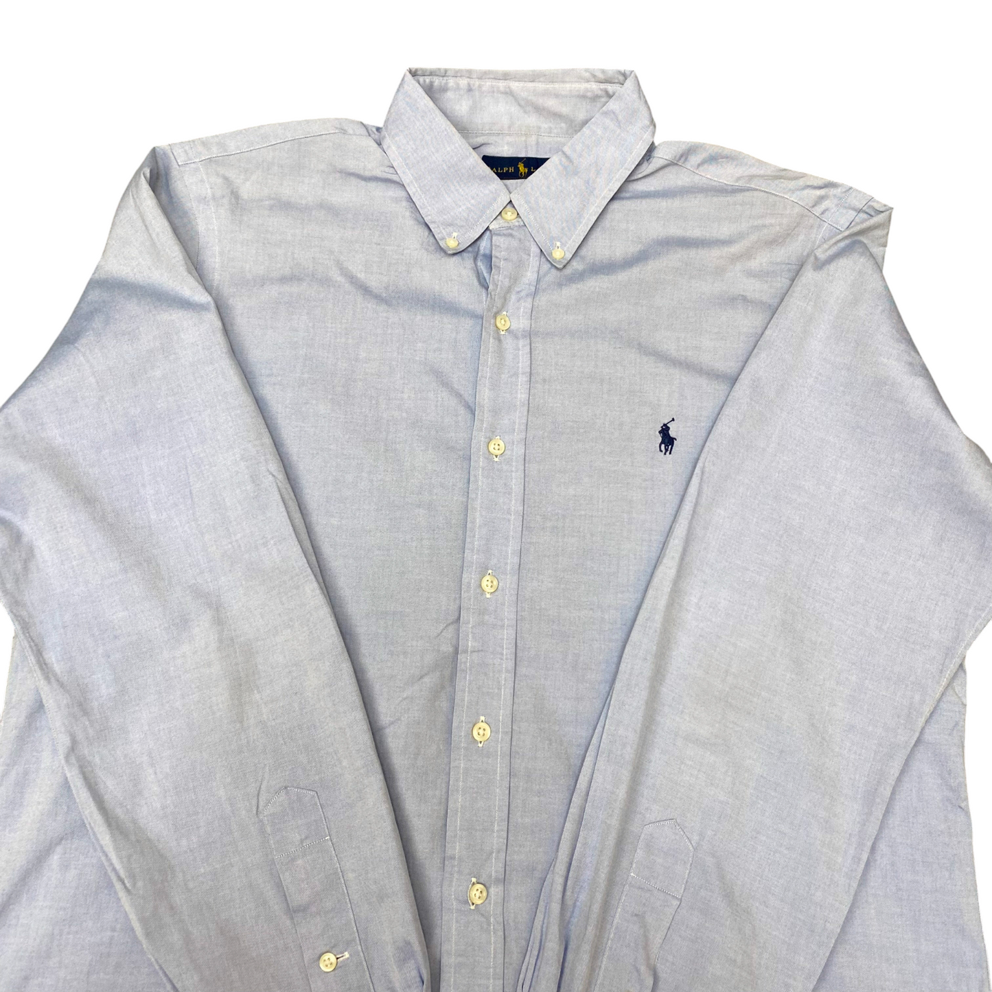 Ralph Lauren Formal Shirt Mens L Blue Long Sleeve Collar Pony Logo Button Down