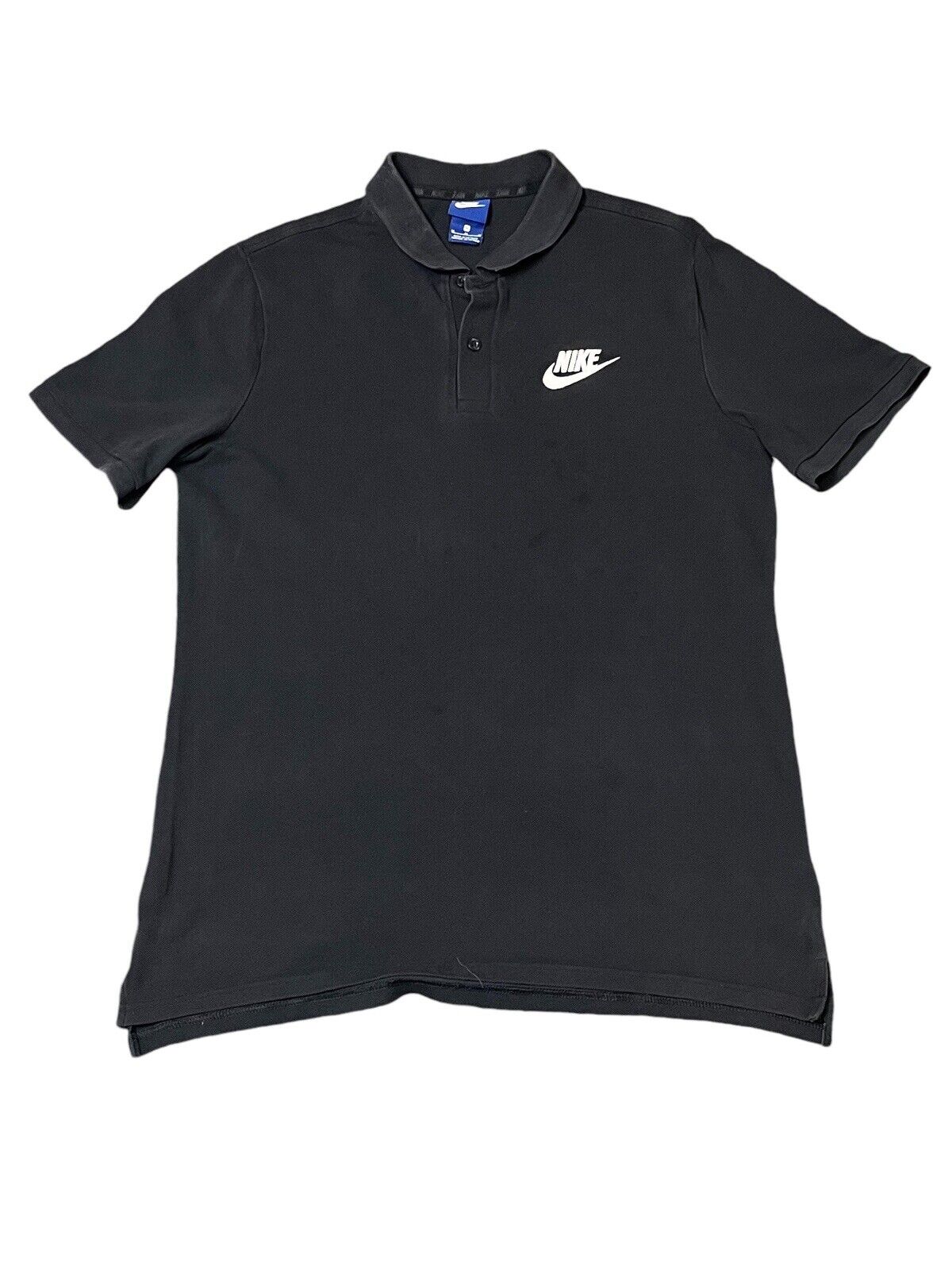 Nike Swoosh Polo Shirt Buttoned Solid Black Mens M Chest Logo