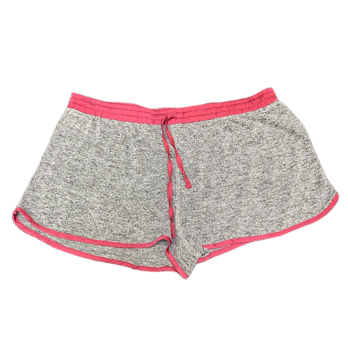 Running Sprinter Shorts Womens Large 34" Waist Grey Pink Drawstring Dolphin Hem