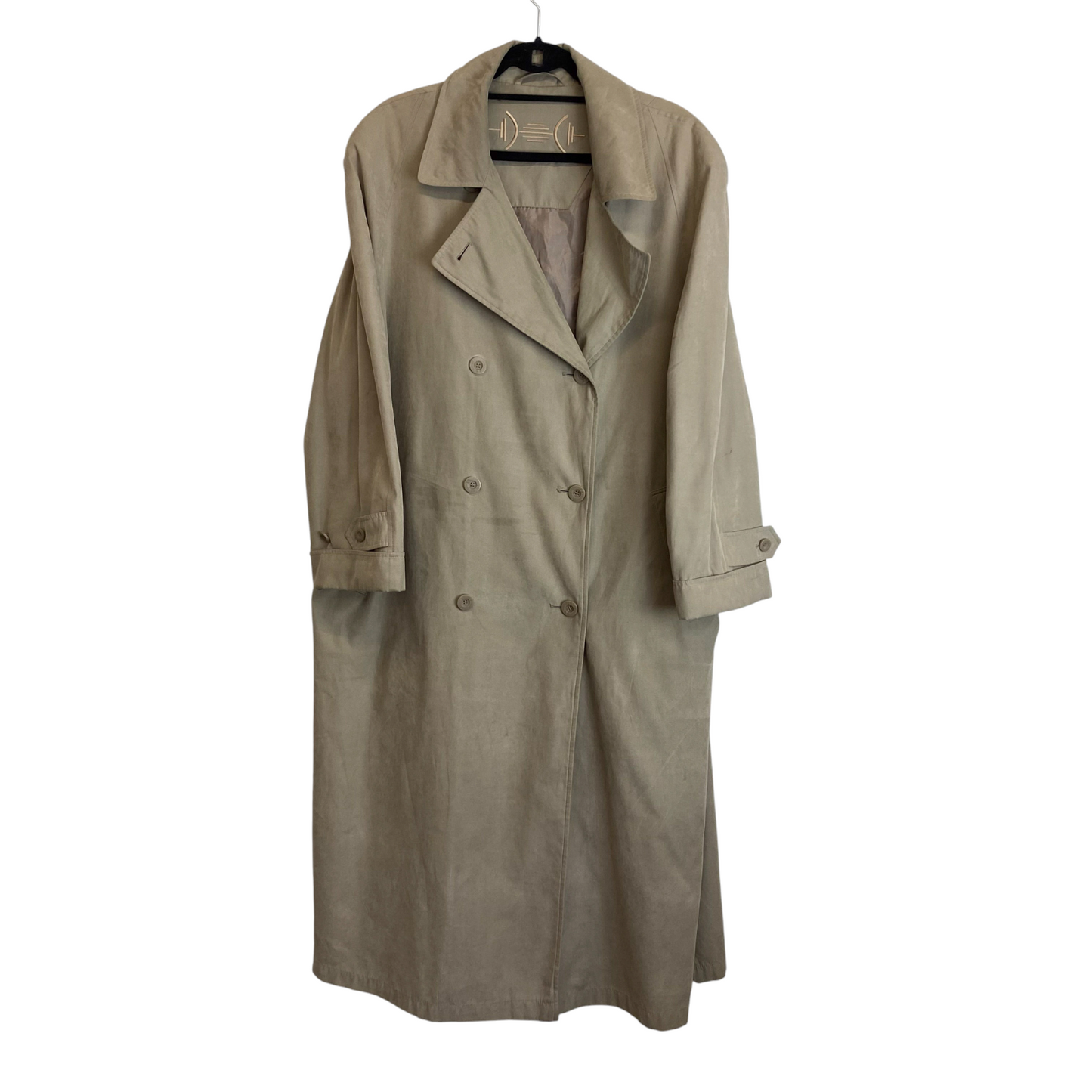 Trench Coat Womens XL Cream Long Sleeve Notch Button Front Casual Outdoor