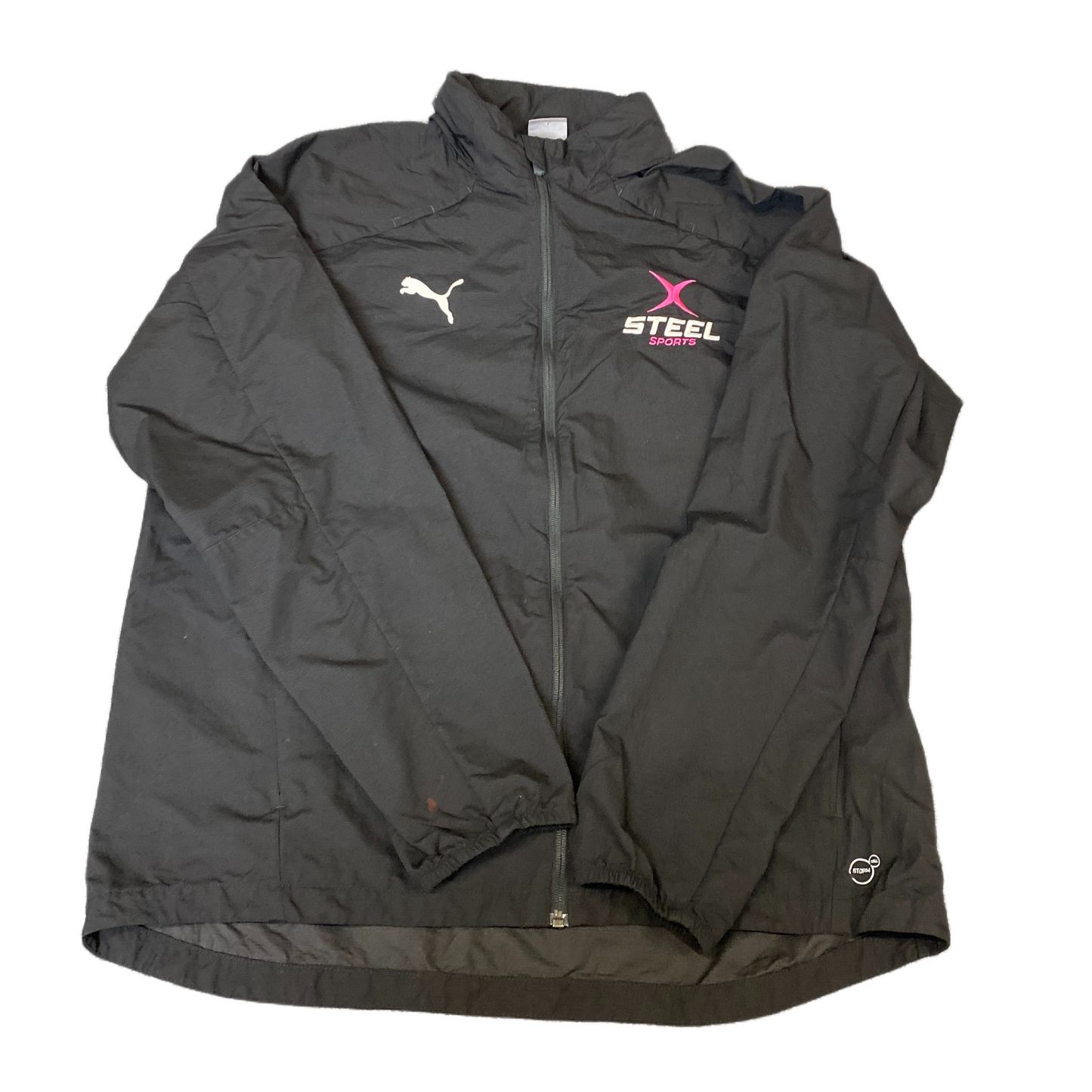 PUMA Steel Sports StormCell Windbreaker Jacket Men XL Black Long Sleeve Full Zip