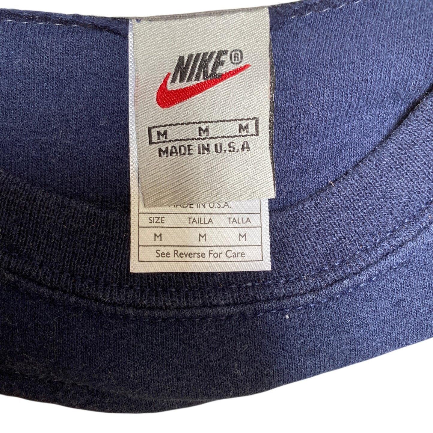 Nike Reworked Sweatshirt Men M Blue Yellow Embroidered Spellout Logo Vintage Y2K