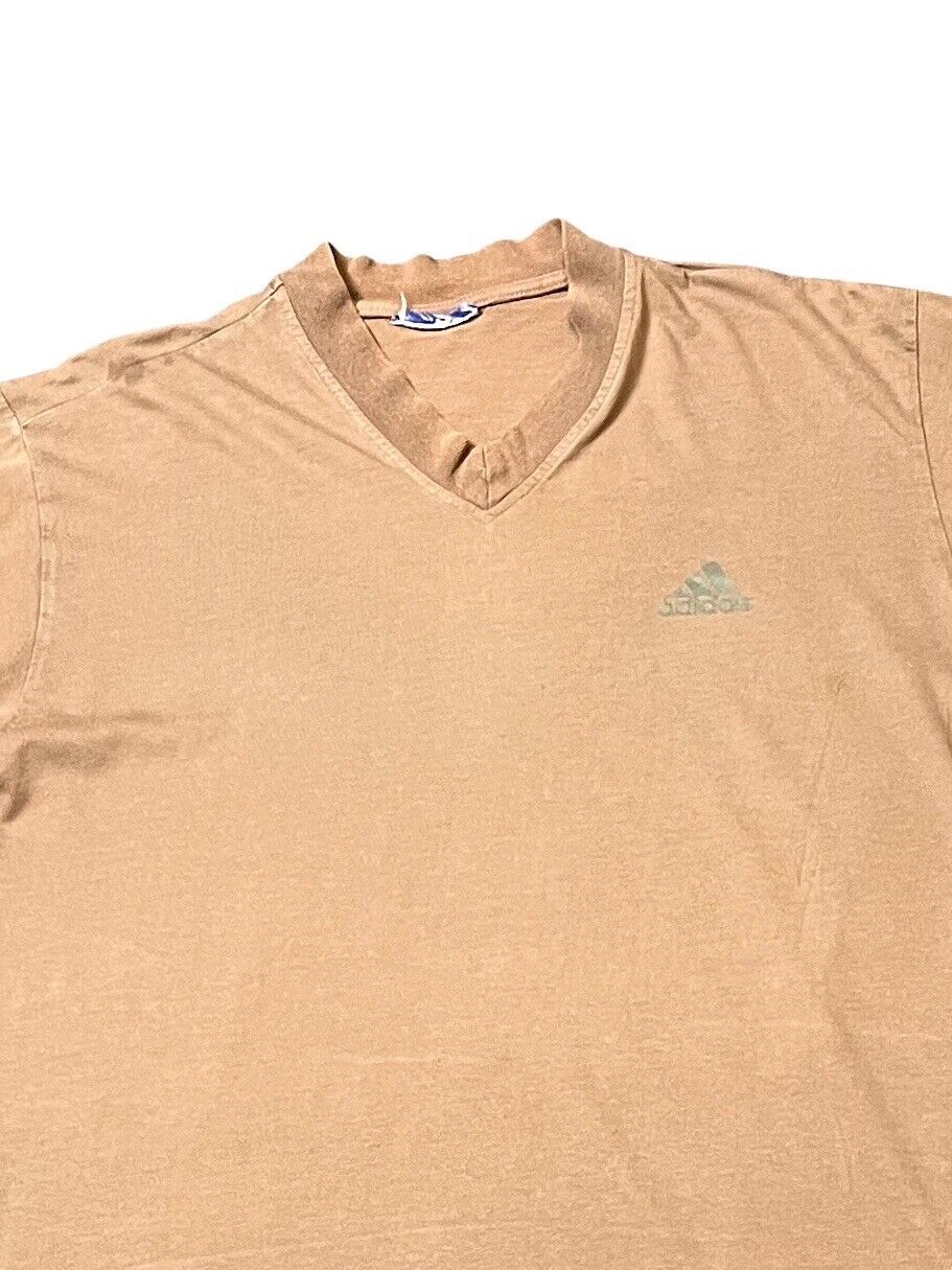 Adidas T-Shirt V-Neck Brown Men’s M Chest Logo