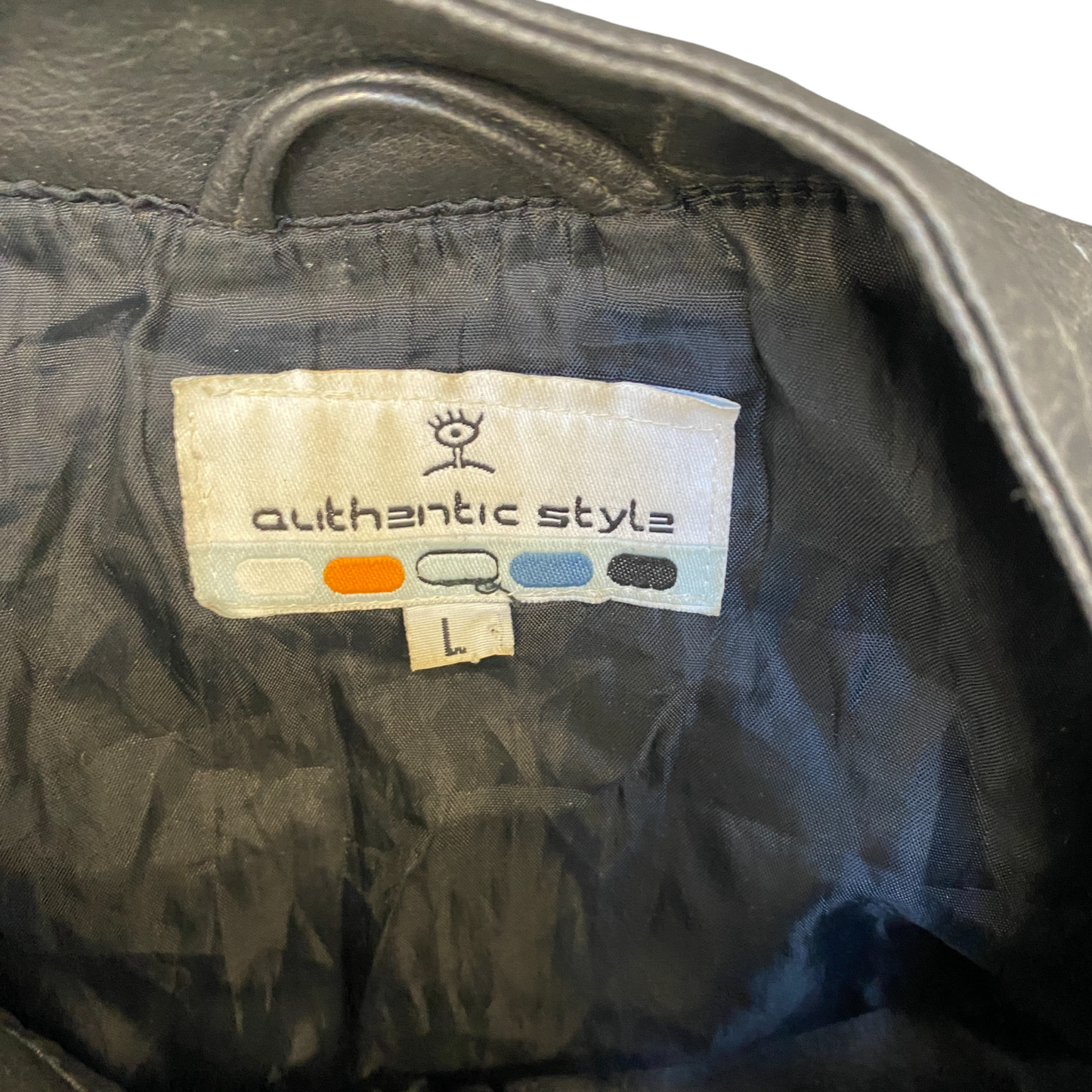 Authentic Style Leather Biker Jacket Womens Large Lined Black Long Sleeve Zip Up