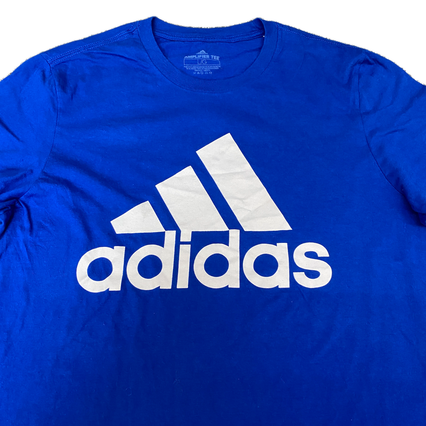 Adidas Amplifier T-Shirt Womens L Blue Relaxed Fit Moisture Wicking Crewneck Tee