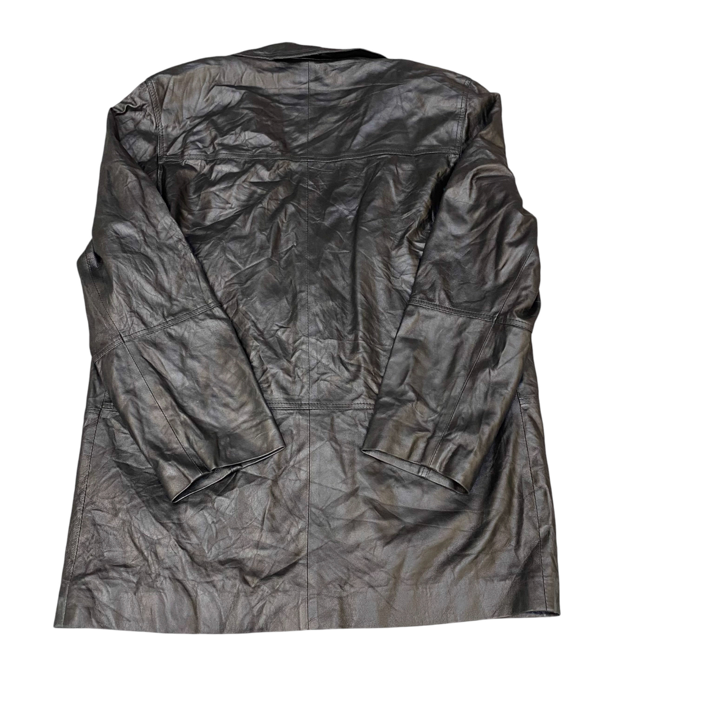 Naturel Genuine Leather Blazer Jacket Mens L Black Notch Lapel Single Breasted