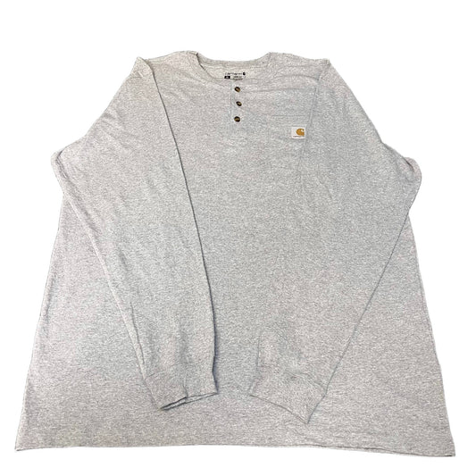 Carhartt Pocket Henley Shirt Men XL Tall Grey Loose Fit Long Sleeve Workwear Tee