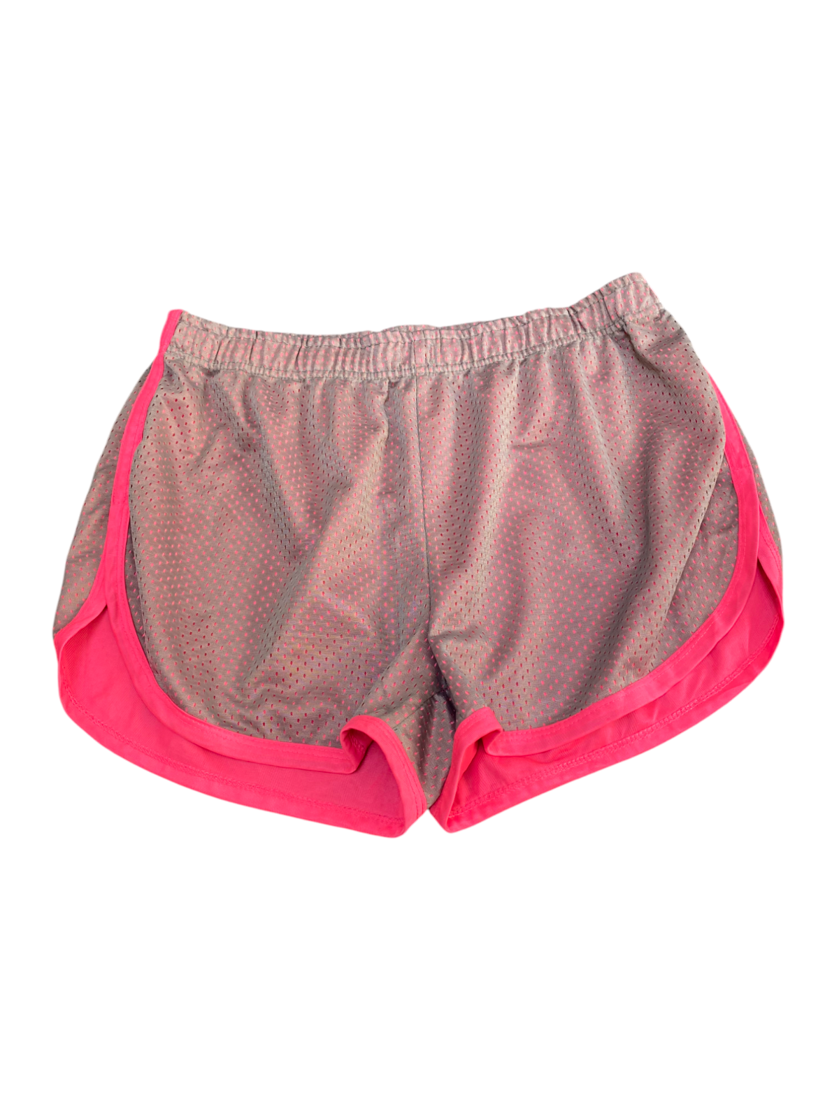 Running Sprinter Shorts Womens 30W Grey Pink Allover Mesh Athletic Elastic Waist