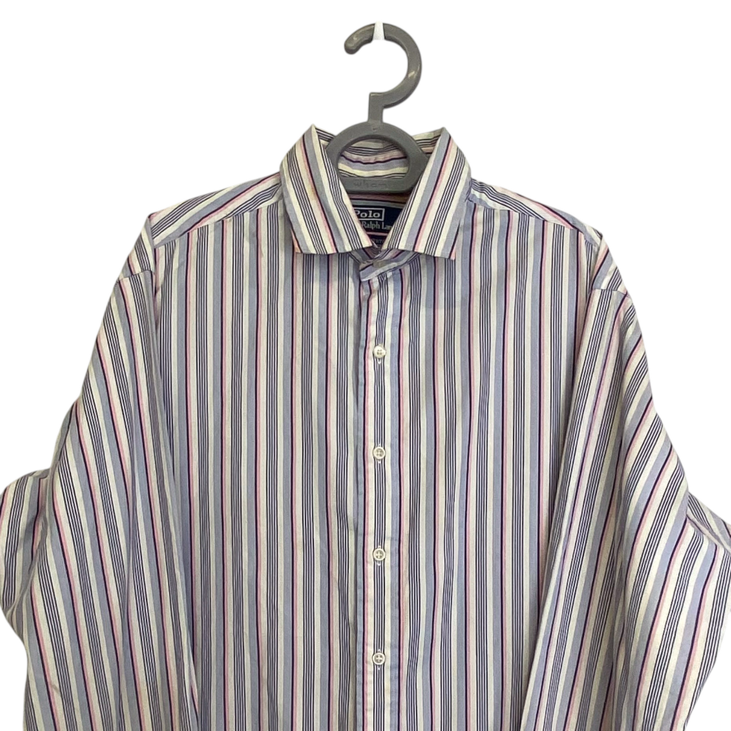Ralph Lauren Shirt Mens Large Blue Stripe Westerton Cotton Long Sleeve Button Up