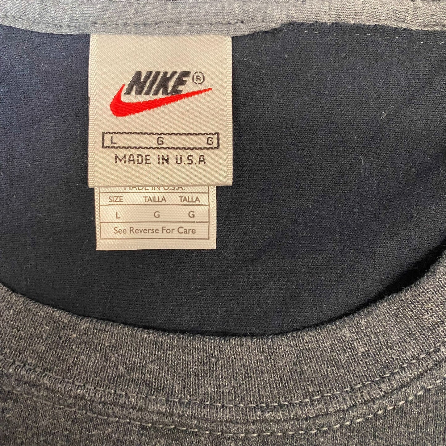 Nike Reworked Sweatshirt Mens L Grey Pink Embroidered Spellout Logo Vintage Y2K
