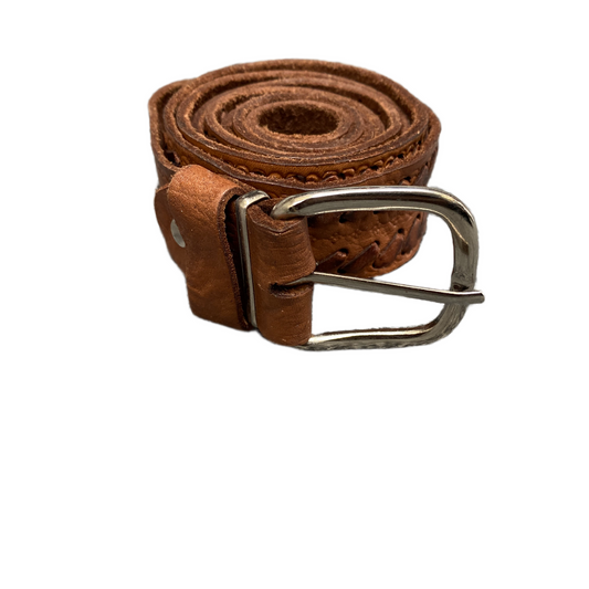 Waist Belt Mens Brown Leather Adjustable Classic Silver Pin Buckle 54 inches
