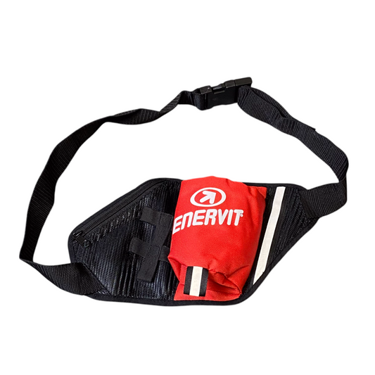 Enervit Unisex Travel Fanny Pack Bum Bag Red Black with Bottle Holder Adjustable
