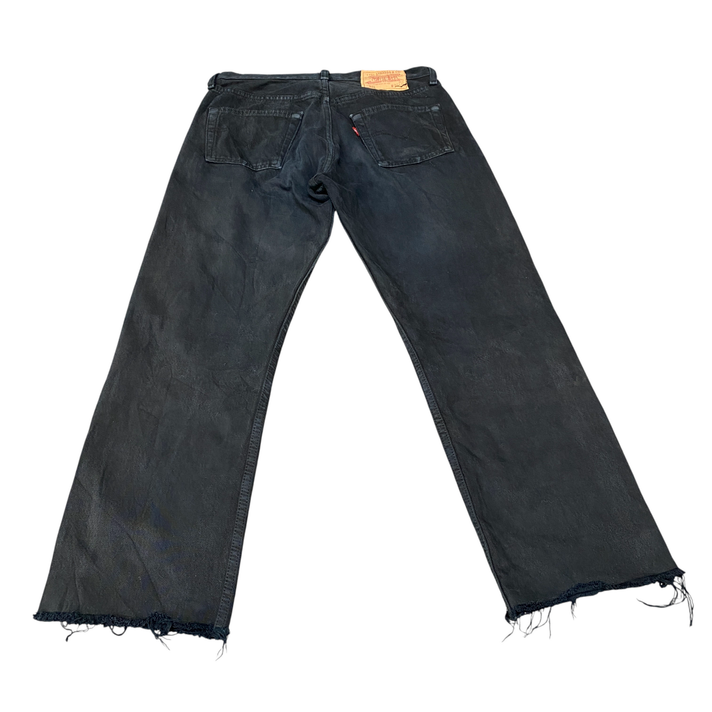 Levi's 501 Jeans Mens 31" Waist Black Denim Flat Front Streetwear Grunge Raw hem