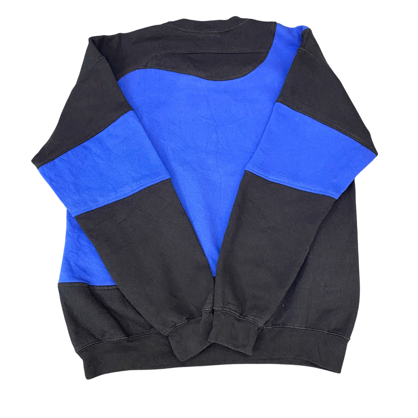 Nike Reworked Sweatshirt Mens Medium Blue Black Embroidered Spell Out Logo