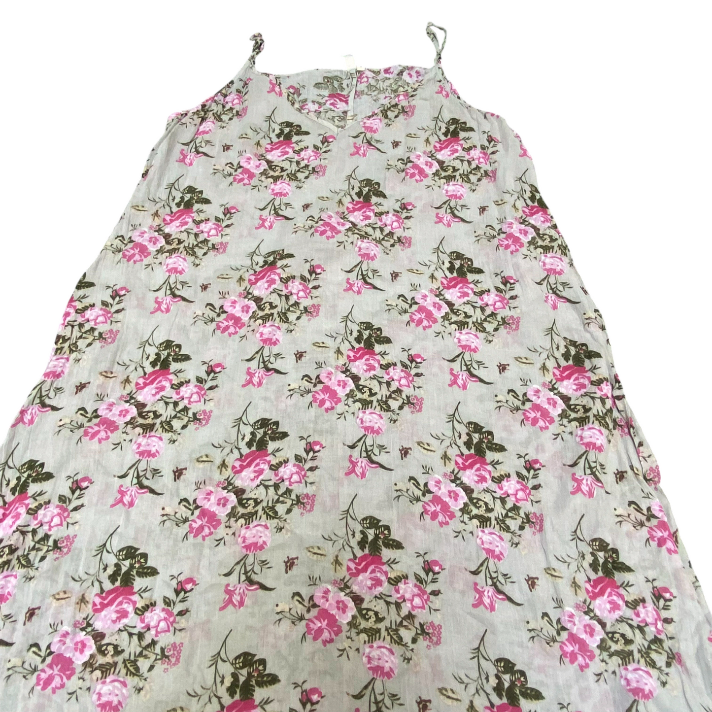 Rhum Raisin Long Dress Womens S Cream Pink Floral Casual V-Neck Spaghetti Straps