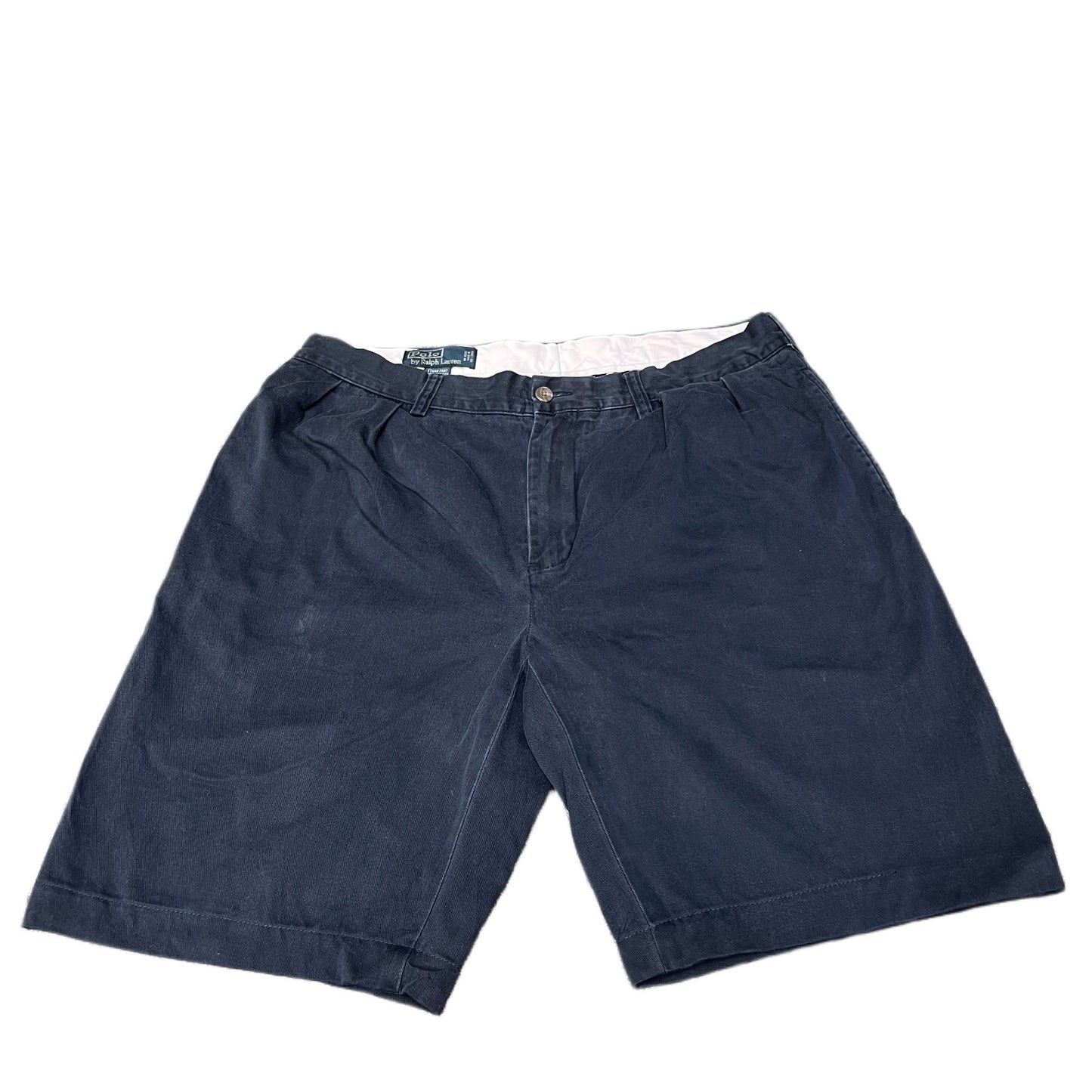 Polo Ralph Lauren Ethan Chino Shorts Fits as Mens L 33" Waist Navy Blue Pleated