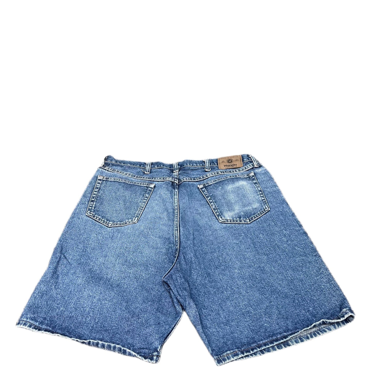 Wrangler Jean Shorts Fits as Womens 2XL 39" Waist Blue Denim Faded Relaxed Fit