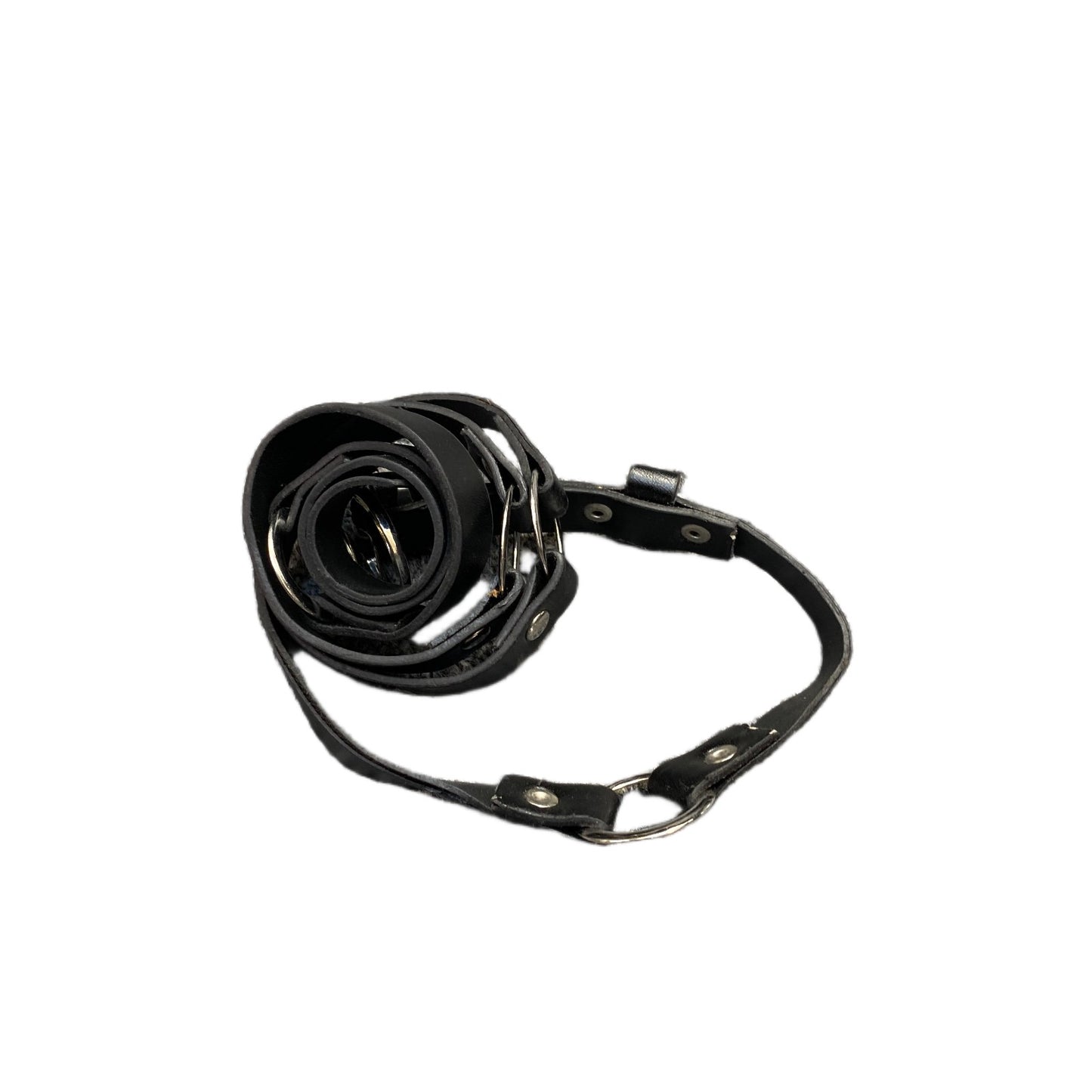 Waist Belt Womens Black Faux Leather Punk Goth Studded O-Ring Buckle 43.5 Inches