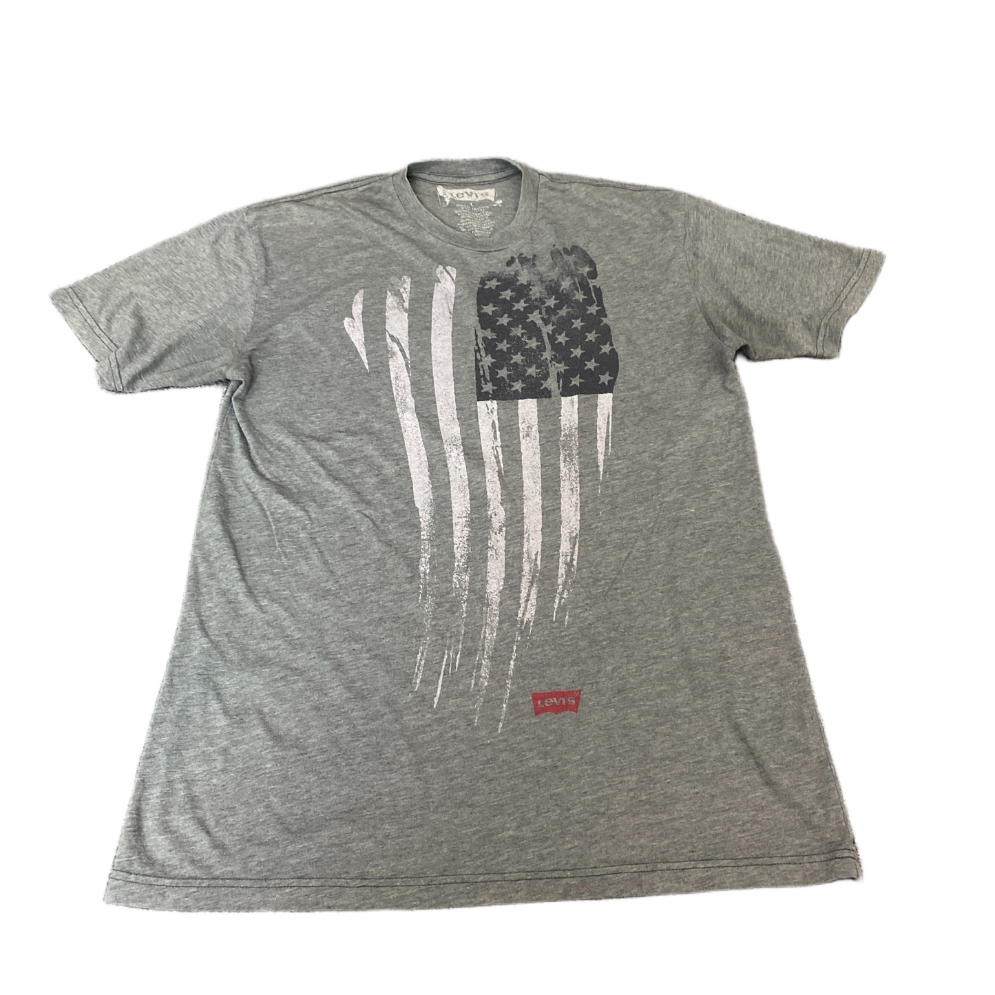 Levi's T-Shirt Womens L Grey American Flag Graphic Print Crew Neck Pullover Tee