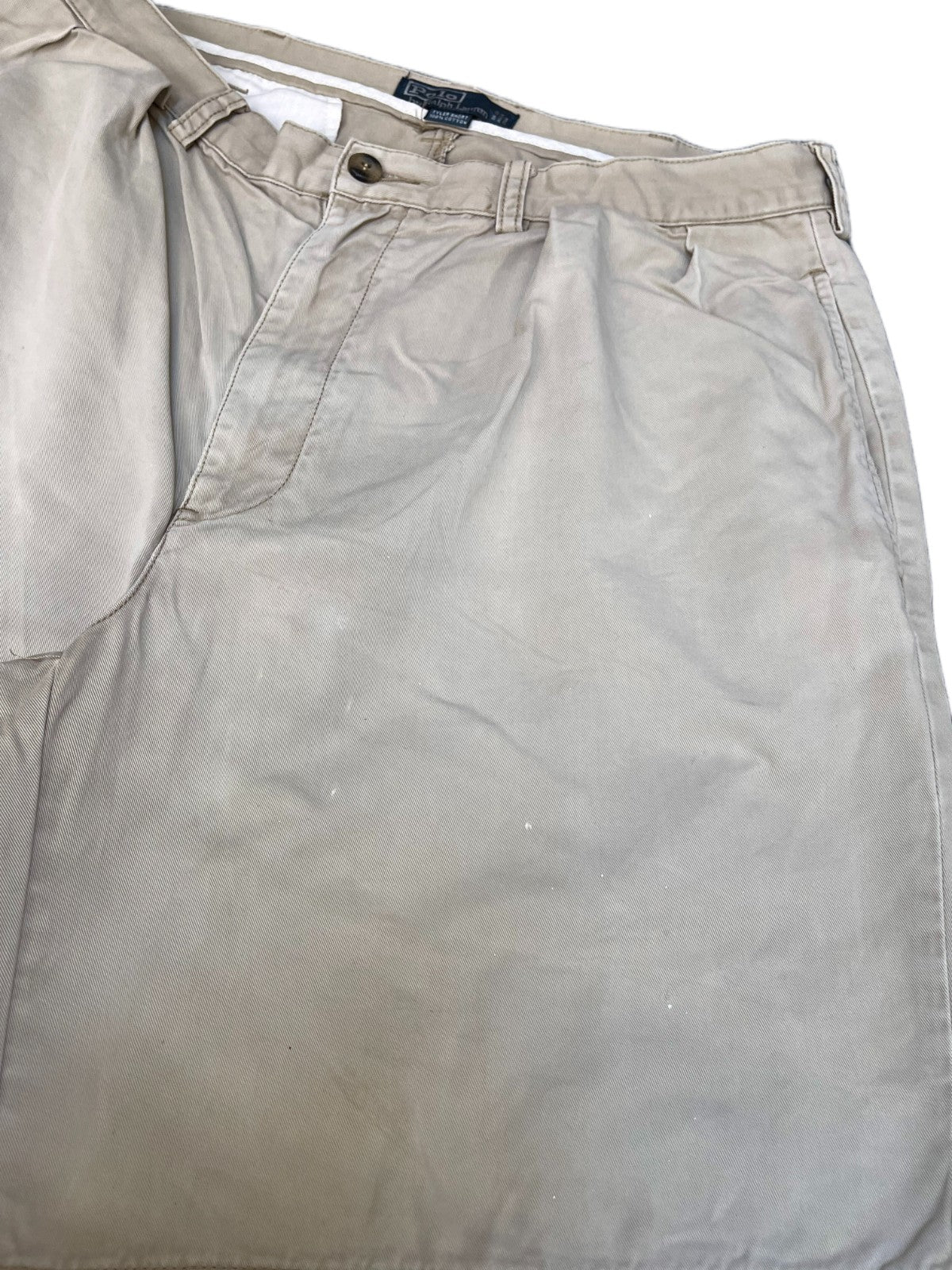 Polo Ralph Lauren Tyler Chino Shorts Fits as Mens XL 35" Waist Beige Pleated