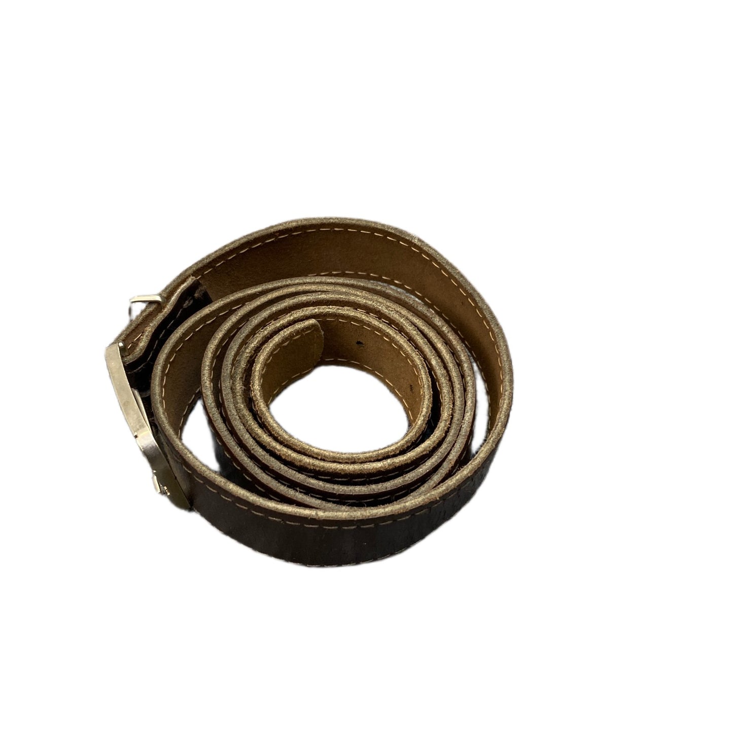 Waist Belt Men Brown Rugged Leather Adjustable Silver Pin Buckle 46 Inches