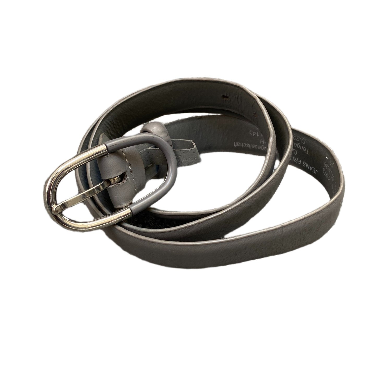 Jeans Fritz Waist Belt Women Grey Leather Adjustable Oval Shape Buckle 40 Inches