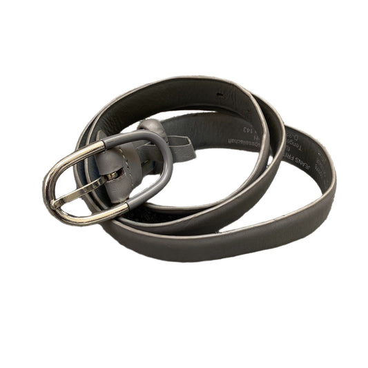 Jeans Fritz Waist Belt Women Grey Leather Adjustable Oval Shape Buckle 40 Inches