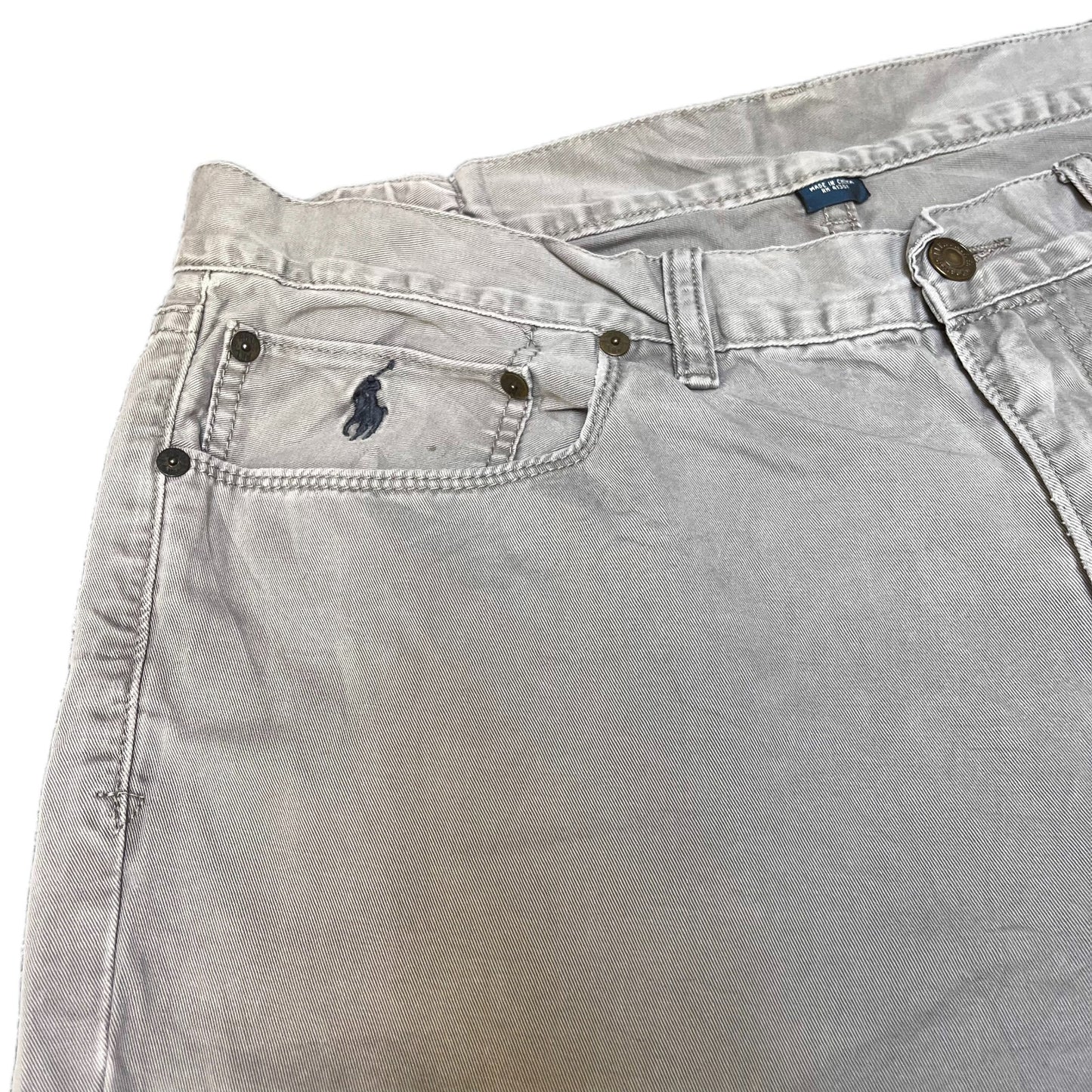 Polo Ralph Lauren Shorts Fits as Mens XL 35" Waist Grey Denim Embroidered Pony