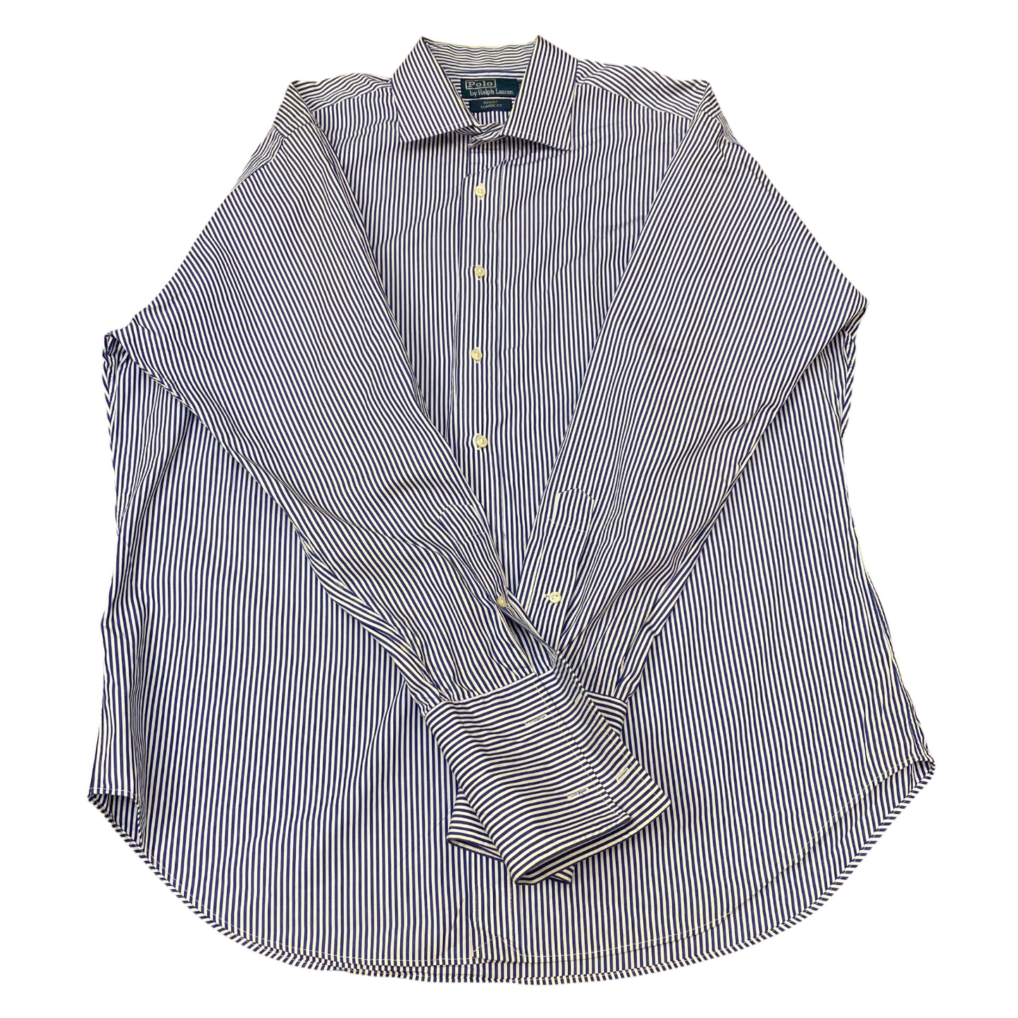 Polo Ralph Lauren Formal Shirt Mens XL Blue White Striped Regent Classic Fit
