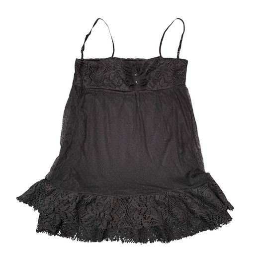 Chemise Womens S Black Mesh Nightwear Lace Trim Adjustable Spaghetti Straps