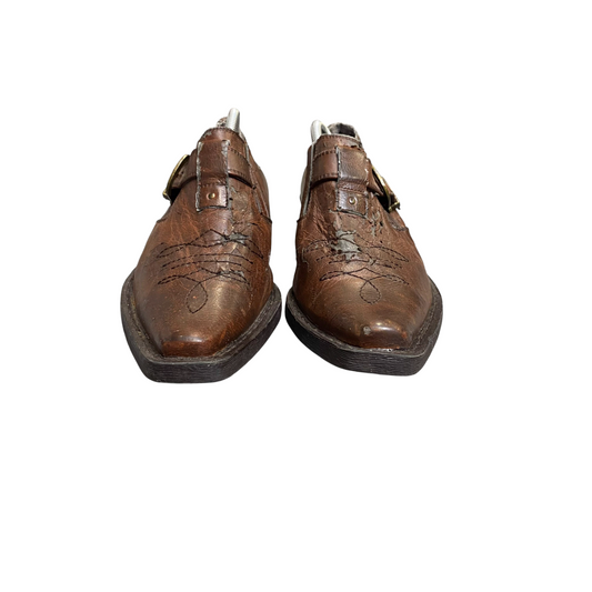 Memphis One Loafers Mens Size 7 Brown Leather Pointed Toe Buckle Strap Slip On