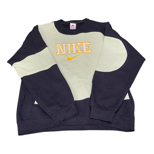 Nike Reworked Sweatshirt Men M Green Black Embroidered Spellout Logo Vintage Y2K