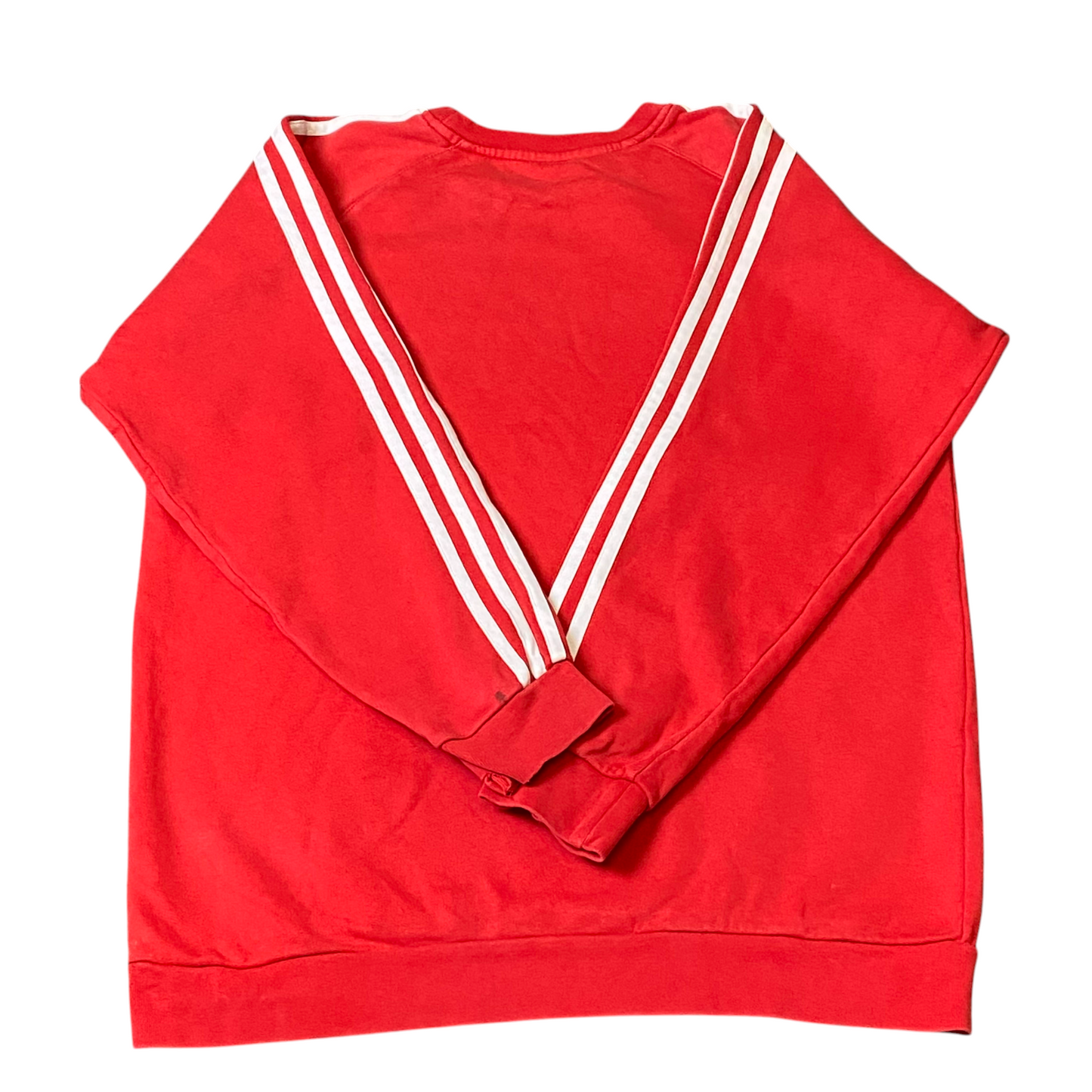 adidas Sweatshirt Womens Large Red 3 Stripes Panel Logo Long Sleeve Crew Neck