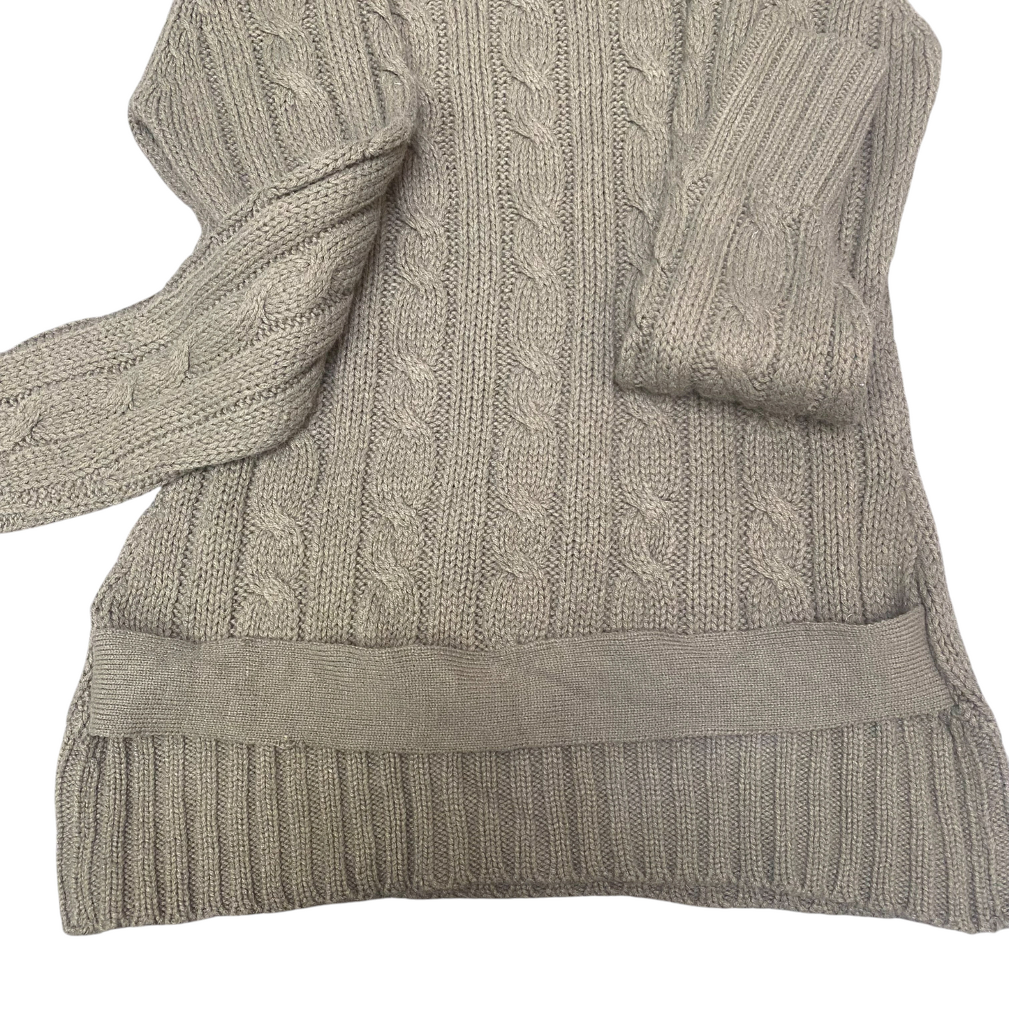 mbj Jumper Womens Large Green Cable Knit Long Sleeve Turtle Neck Pullover